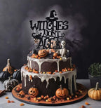 Witches Don’t Age Cake Topper, Halloween Witch Birthday Party Decoration Supplies, Gothic Witch Birthday Decoration, Halloween Girl Woman Happy Bday Decor Black Glitter