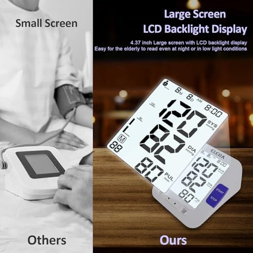 ELERA XL Cuff Blood Pressure Monitor (13-21" for Big Arms) - Large Screen, Automatic Upper Arm for Home Use, Backlight Display, 2 Users