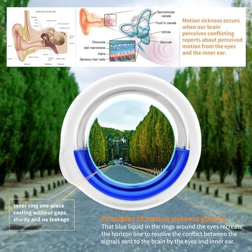 Hion Motion Sickness Glasses Relieve Carsickness Airsickness Seasickness,Ultra-Light Portable Nausea Vertigo Glasses, No Lens Liquid for Adults or Kids(2Pairs)
