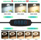 10X Magnifying Glass with Light, Clip on Mganifier with Light, 48 LED Desk Magnifying Glass wtih Clamp, 3 Modes Dimmable Magnifying LED Lamps for Bed Work Crafts DIY Repair