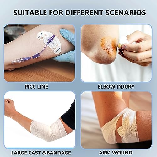 PICC Line Shower Cover, PICC Line Covers for Upper Arm, Reusable Waterproof IV & PICC Line Sleeve Protector for Chemotherapy Treatment, Broken Wound Elbow for bath Shower