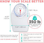 Adamson A24 Scales for Body Weight - Up to 350 LB - New - Anti-Skid Rubber Surface Extra Large Numbers - High Precision Bathroom Scale Analog - Durable with 20-Year Assurance - White