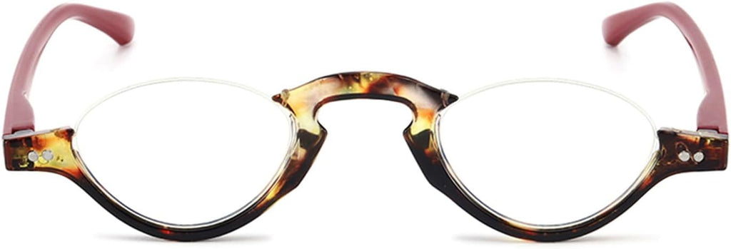 Half Moon Reading Glasses Blue Light Blocking Computer Readers Spring Hinge Small Retro Half Frame Eyewear