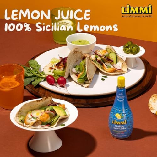 Limmi Sicilian Lemon Juice, 33.8 fl oz (1L) | 100% Freshly Squeezed, Not from Concentrate | Authentic Italian Lemon Juice, Like at Home [Pack of 2]