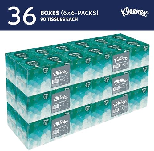 Kleenex® Professional Facial Tissue, Bulk (21271), 2-Ply, White, Upright Cube Boxed Format, Designed for Business (90 Tissues/Box, 6 Bundles of 6 Boxes, 3,240 Sheets/Case)