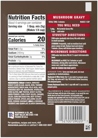 McCormick Mushroom Gravy Mix, 0.75 oz (Pack of 12)
