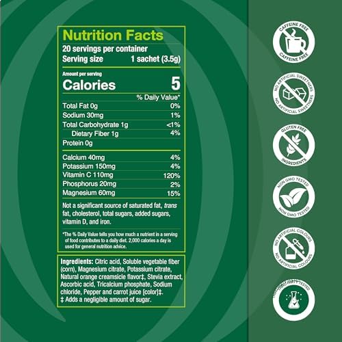 Organika Electrolytes Powder- Orange Creamsicle Sachets- On-the-Go, Sugar-Free Hydration and Electrolyte Replenishment with Prebiotics and Vitamin C- 20 Servings
