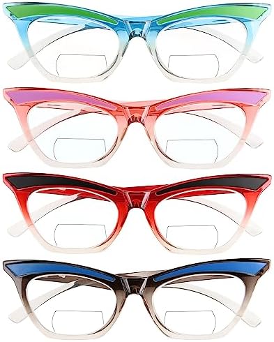 Eyekepper 4-pack Bifocal Reading Glasses Women Cat Eye Bi-focal Readers