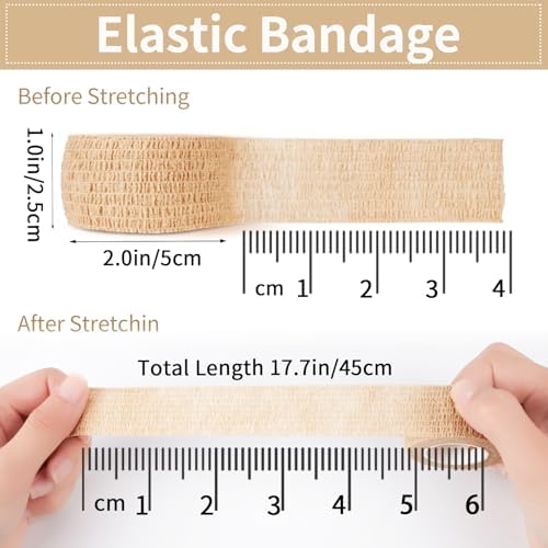 6pcs 1 Inch Self Adhesive Bandage Wrap,Vet Wrap,Finger and Toe Bandages,Gauze Tape,First Aid Bandages Use for Wrist, Ankle Sprains& Swelling Caused By Sports