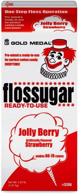 Cotton Candy Floss sugar Mix Flavors | Pack Of 6 | Orange, Strawberry, Silly Nilly, Green Apple, Grape, and Cherry Berry Flavors | 1/2 Gallon Cartons