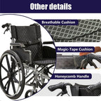 Lightweight Foldable Manual Wheelchair for Adults with 20" Seat & 275 lbs Capacity - Front/Rear Locking Brakes, 24" Quick-Release PU Wheels, Removable Footrest (Silver)