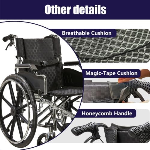 Lightweight Foldable Manual Wheelchair for Adults with 20" Seat & 275 lbs Capacity - Front/Rear Locking Brakes, 24" Quick-Release PU Wheels, Removable Footrest (Silver)