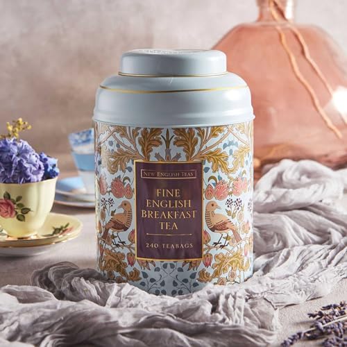 New English Teas Song Thrush & Berries Tea Tin With 240 English Breakfast Teabags
