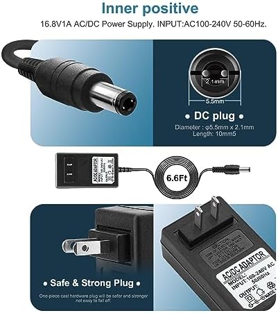 16.8V AC/DC Massage Gun Charger Adapter Compatible with LifePro Sonic, Sonic Mini,Fusion X, Sonic Pro, Youdgee H1 Mini, Mebak 3, Cryotex, DamKee DK-01 02, Wattne W2 W1, jetbus, Sportneer Massage Gun