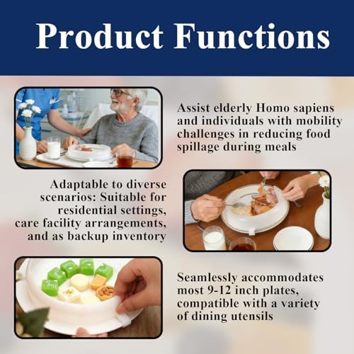 6-Pack Plate Guards for Eating | Spill-Proof Plate Guard Scooping Aid | One-Handed Adaptive Equipment for Elderly & Disabled | Fits Most 9"-12" Plates