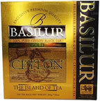 Basilur ceylon tea - The island of tea Gold tea bags - 100% pure ceylon black tea - 100 Teabags String & Tag 200g (3.52oz) X 01 pack