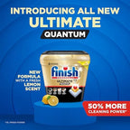 Finish Ultimate Quantum Dishwasher Pods, New & Improved Formula, Dishwasher Detergent Dish Soap, Removes Burnt-On & Dried-On Stain, Degreasing & Scrubbing Power, Lemon Scent, 38 Count