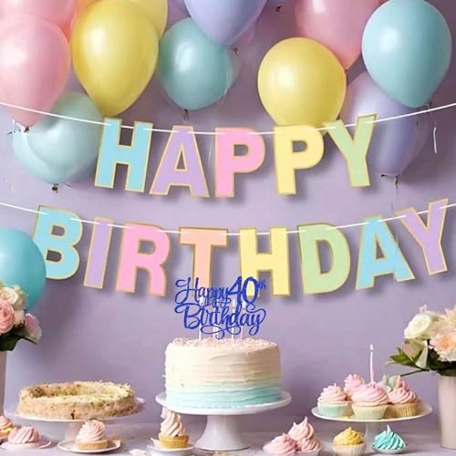 Rsstarxi 1 Pack Happy 40th Birthday Cake Topper Number 40 Forty Years Old Birthday Cake Pick Decoration for Men Women 40th Birthday Anniversary Party Decorations Supplies Blue