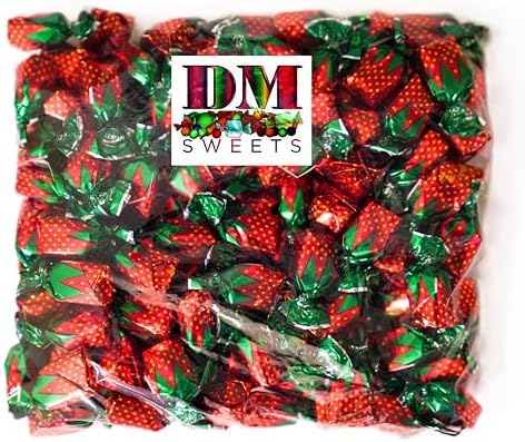 Strawberry Bon Bons Candy 2 lb Bag – Hard Shell Chewy Center Individually Wrapped Sweets Bulk Fruit Treats Classic Retro Flavor