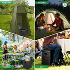 Panmout 16.5" XL Portable Toilet for Camping, Foldable Travel Toilet for Adults with Cushioned Seat, Heavy Duty 190lbs Capacity Commode for Car, Road Trip, Outdoor Emergency & Bedside Support