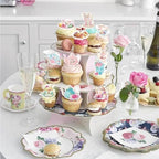 48PCS Tea Party Paper Cupcake Toppers, Floral Tea Time Tea Party Decorations, Afternoon Tea Themed Birthday Party Cake Picks for First Shower Princess Birthday Party Wedding Favors