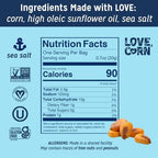 LOVE CORN Sea Salt – Crunchy Roasted Corn Snack, 3 Simple Ingredients, Gluten Free, Non-GMO, Vegan – Alternative to Chips, Nuts & Crackers – Lunchbox, Office & On-the-Go Snacks – 0.7oz × 20 Bags