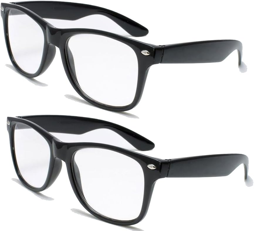 2 Pairs Deluxe Reading Glasses - Comfortable Stylish Simple Readers Magnification (2 black pair, 2.5 x)
