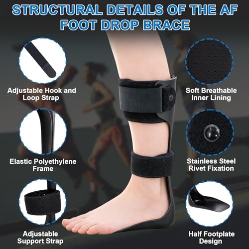 SinWar AFO Foot Drop Brace for Walking, Lightweight Ankle Support Orthosis with Half Foot Plate, Adjustable Strap, Drop Foot Postural Correction Brace for Men and Women (L-left)