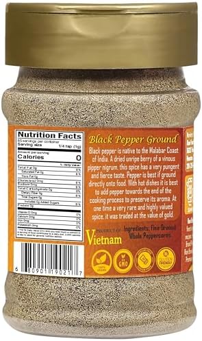 Rani Black Pepper Fine Powder 80 Mesh 3oz (85g) PET Jar ~ All Natural | Vegan | Gluten Friendly | NON-GMO | Kosher | Product of Vietnam