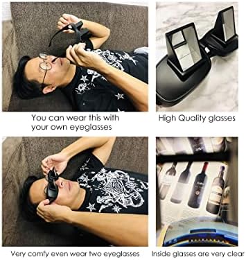 DS. DISTINCTIVE STYLE Lazy Readers Glasses Prism Glasses Lying Down Bed Horizontal Watching TV Reading Spectacles Horizontal Glasses - Black