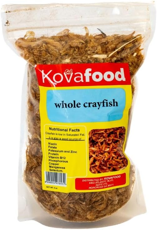 Kovafood African Crayfish, Whole Crayfish, 100% Clean. Sifted. No Hairs. No Dirt! Very Clean - 4 Oz.