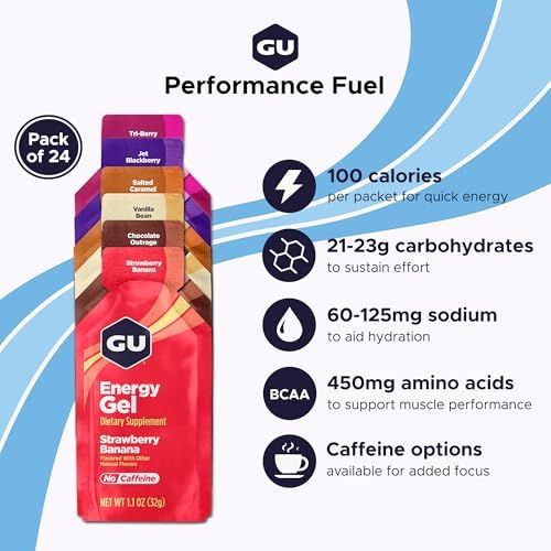 GU Energy, Original Energy Gels, Assorted Flavors - 24 Count