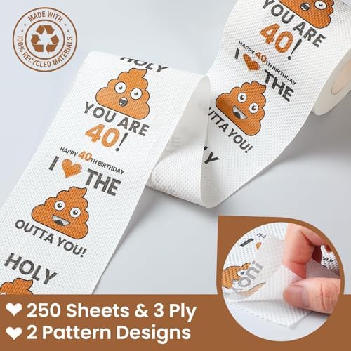 Can-shaped Packaging - 40th Birthday Gifts for Men Him Women Her Toilet Roll Paper - 40th Birthday Decorations, Party Supplies Favors - 40 Years Old Funny Gag Gift Ideas, Bday Present for Friends