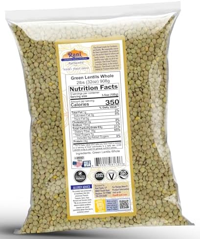 Rani Masoor Whole (Green Lentils Whole With Skin) 32oz (2lbs) 908g ~ All Natural | Vegan | Gluten Friendly | Non-GMO | Kosher | Product of USA
