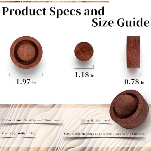 2Pcs Wooden Essential Oil Diffuser – Compact Passive Oil Diffuser, Versatile Style for Home, Office or Car, Choice (Rosewood, 2)