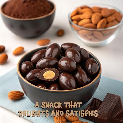 Dark Chocolate Covered Almonds (3 LB) Pack – Whole Dry Roasted Almonds Coated in Rich Dark Chocolate – Gourmet Candy for Office, Buffets, Snacking & Gift Baskets – Classic Chocolate Coated Nuts 641740