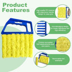 4 Pack Window Blind Cleaner Duster Tool, 7 Finger Venetian Scrub Brush with Washable Microfiber Sleeves, Color Coded Cleaning Kit for Mini Vertical Blinds, Air Conditioner Vents and Fans