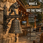 Bigfoot Funny Wall Bell, This is My Happy Place Rustic Bigfoot Doorbell Decor, “Don’t Fuck It Up” Bigfoot Doorbell,Funny Bell for Man Cave Garden Outdoor Wall Decor (#A)