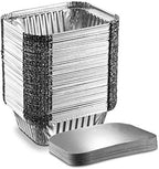 [50 Pack 1lb Combo] Propack Disposable Aluminum Foil Meal Prep Cookware Containers With Board Lids, Oven, Toaster, Grill, Cooking, Roasting, Broiling, Baking, Baking, Events, Take Out, Restaurant