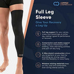 Copper Compression Leg Compression Sleeve - Copper Infused Knee Stabilizer Brace for Running, Meniscus Tear, ACL, MCL, Arthritis, Joint Pain Relief - Thigh & Calf Support for Men & Women - Black - XL