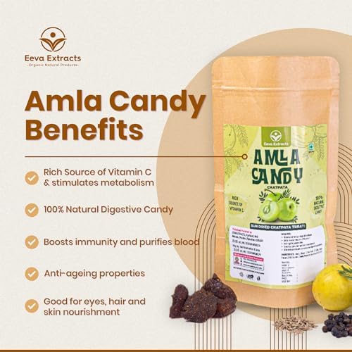Eeva Extracts - Chatapata Amla Candy – Masala & Sweet Indian Gooseberry Snack with Spices, Traditional Indian Flavor, No Artificial Colors or Preservatives – 200g