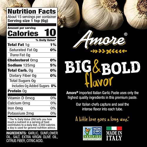 Amore All Natural Garlic Paste, 3.2 Ounce Tube