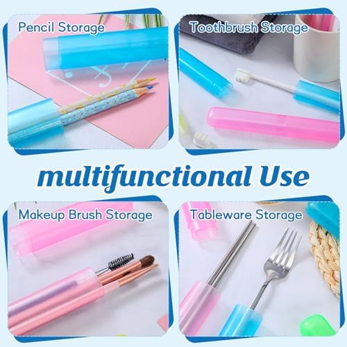 Jeyiour 120 Pcs Travel Toothbrush Holder Bulk Multiple Portable Toothbrush Case Storage Plastic Breathable Toothbrush Travel Containers for Trip Camping Home Outdoor(Classic Style)