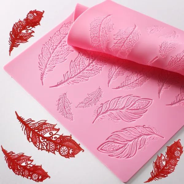 huge 16" sugar edible peacock feather cake silicone Embossing Mat Texture fondant impression lace decorating mold gum paste cupcake topper tool icing candy imprint baking moulds sugarcraft