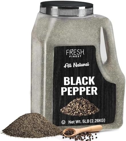 Fresh Finest 5 LB. Black Pepper, Bulk, Kosher, Black Pepper Ground For Commercial and Home Cooking 5 LB Black Pepper Freshly Packed at the Source, Kosher, Non-GMO