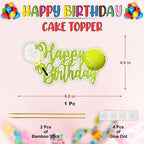 "Tennis Happy Birthday Cake Topper – Sports Theme Party Supplies – Fun and Unique Tennis Racket and Ball Cake Decoration for Teens, and Adults – Perfect for Sports Lovers and Birthday Celebrations"