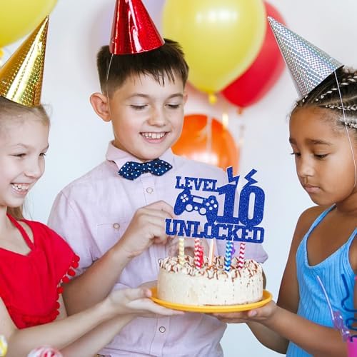Level 10 Unlocked Cake Topper, Game Controller 10th Birthday, Video Game Happy 10th Birthday Party Decorations, Level Up Winner Decor