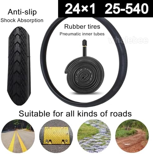 Replacement Wheelchair Wheels 2 Pcs Wheelchair Rear Wheels 24×1(25-540) Aluminum Alloy Wheels 1/2" (12.7 Mm) Bearing with Mounting Axle, Pneumatic Wheel, for Manual Wheelchair(Black)