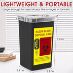 Black 1 Quart (3-Pack) Sharps Container for Home Use, Needle Disposal Containers, Biohazard Containers, Syringe Disposal, Small Portable Container for Travel, Professional Sharp Waste Disposal