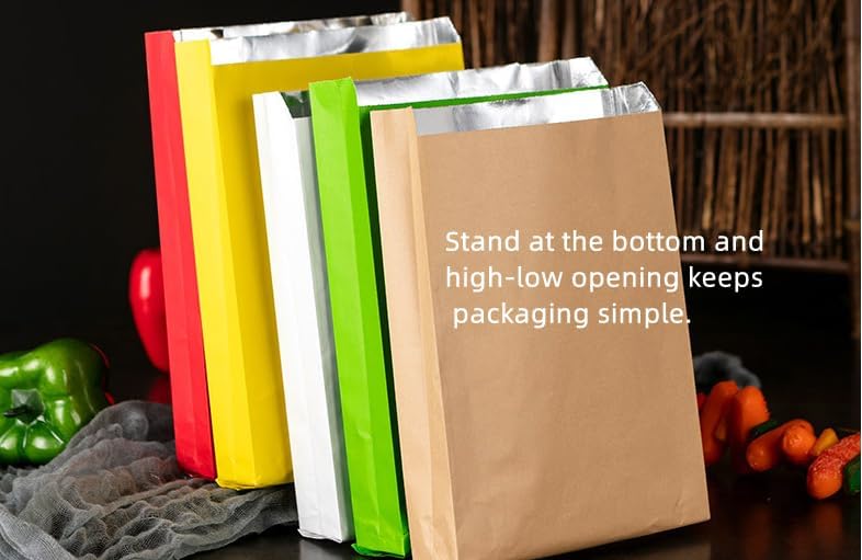 Foil Hamburger Wrappers,Aluminium Foil Lined Bags Storage Temperature, Perfect for Sandwiches,BBQ,Hot Dog,Kraft Food Wrapping Paper Sheets for Picnic,Festival (Brown, Small(Pack of 50))
